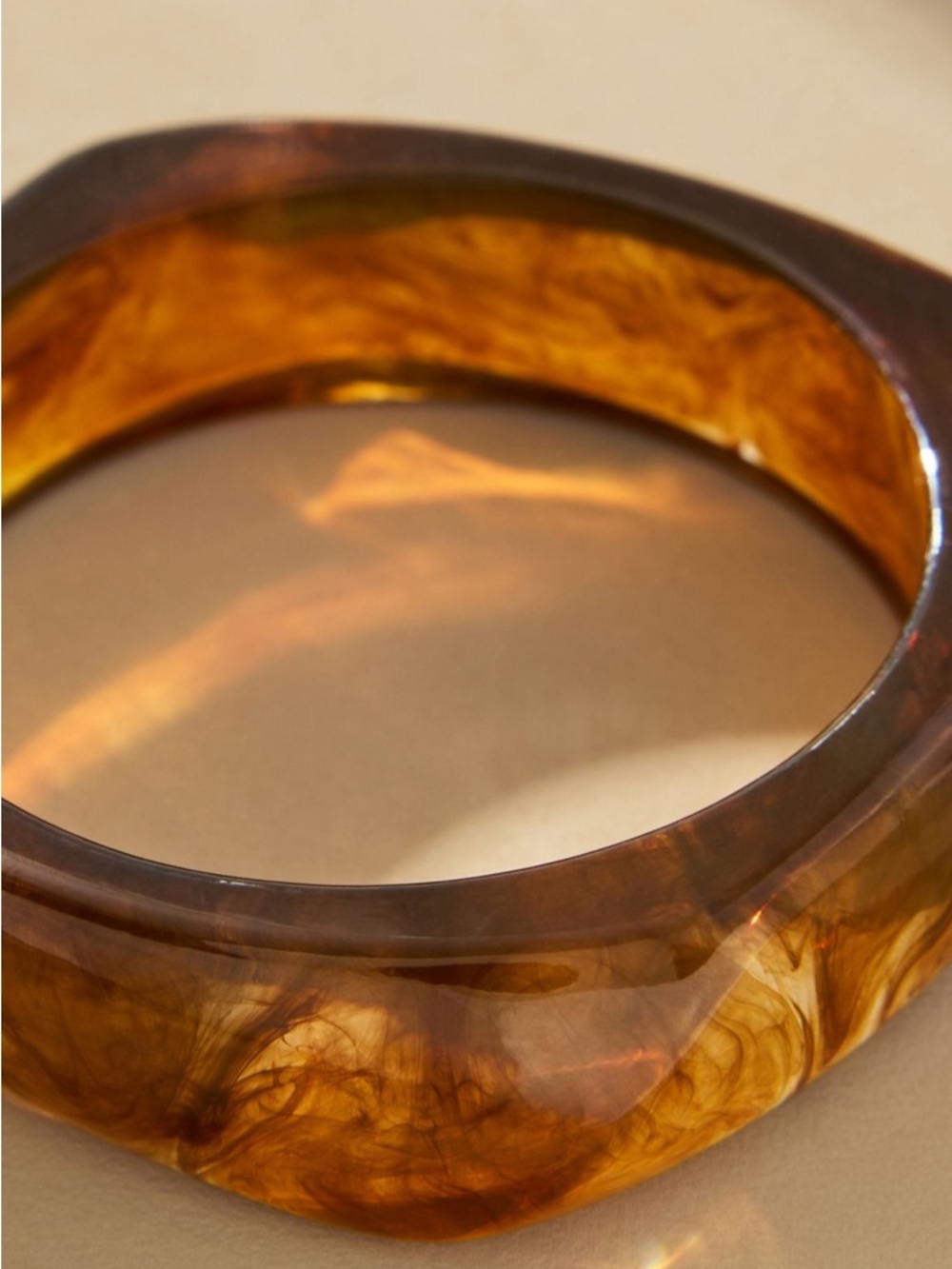 New! Anthropologie Tortoise Amber Square Resin Bangle Bracelet NWT (4004) - Picture 2 of 4